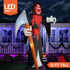 12 FT Halloween Giant Grim Reaper with Built-in LEDs