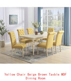7-Piece Dining Set with Turned-Leg Table and 6 Tufted Chairs
