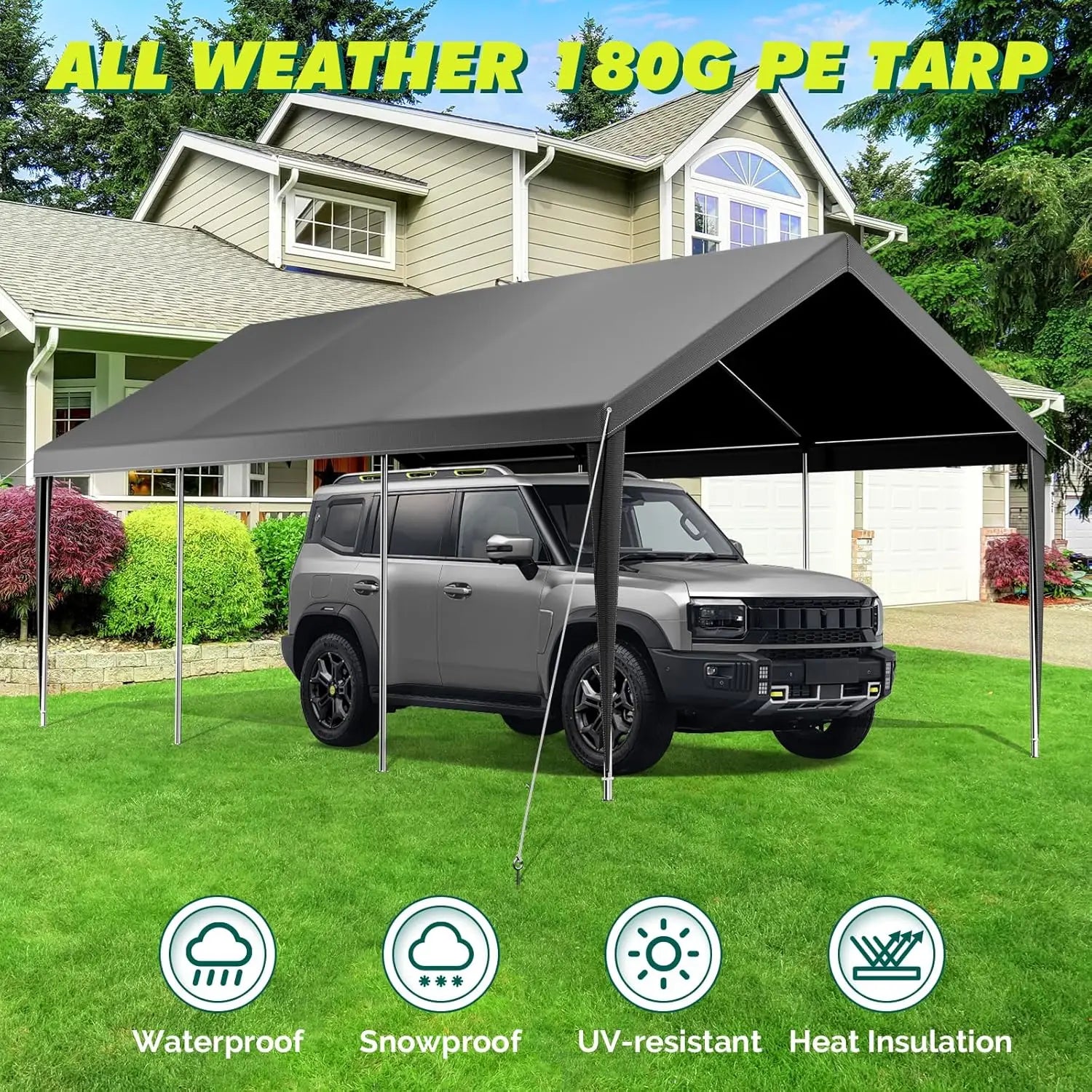 Durable 12x20ft Portable Garage with Galvanized Frame, Waterproof and UV Protection