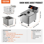 Electric Countertop Fryer with Basket 11.6Qt