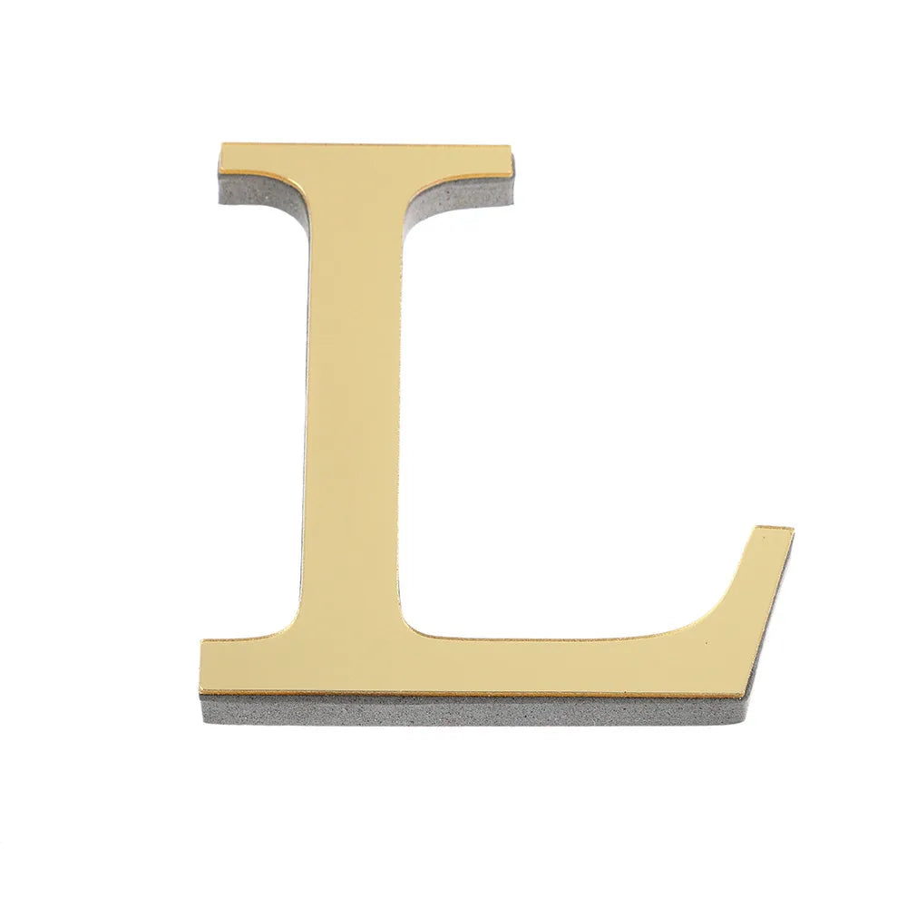 26 English Letters Wall Sticker 3D Mirror Acrylic Gold
