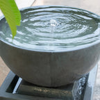 35.5" Polyresin Gray Zen Bowl Water Fountain,