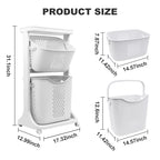 2/4 Tier Laundry Basket Rolling Cart Removable Storage Buckets