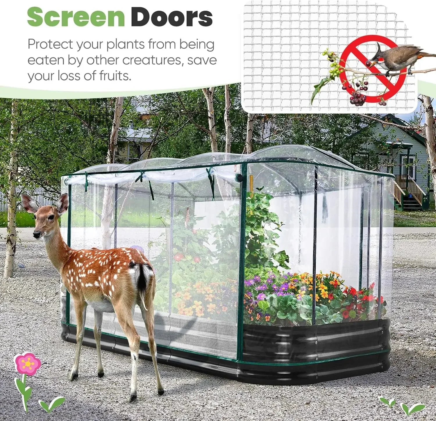 BestsellerRaised Garden Bed with Cover Galvanized Oval Planter Garden Box