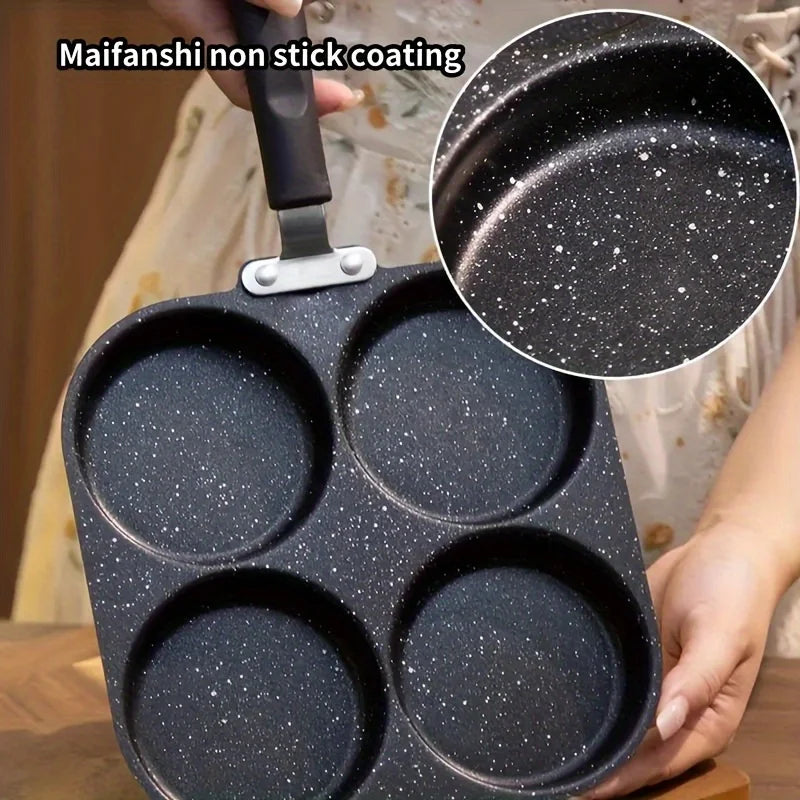 Non-stick iron omelette pan with four compartments for pancakes