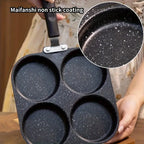 Non-stick iron omelette pan with four compartments for pancakes