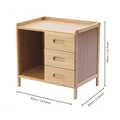 Natural Bamboo End Side Organizer with 3 Drawers and 1 Open Compartment