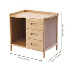 Natural Bamboo End Side Organizer with 3 Drawers and 1 Open Compartment