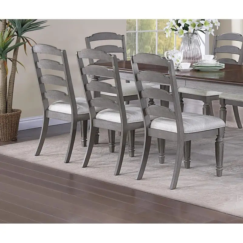 Contemporary 9-Piece Dining Set with Leaf, Includes Dining Table & 8 Ladder Back Chairs