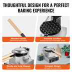 Commercial Egg Bubble Waffle Maker 1400W Non-Stick Stainless Steel