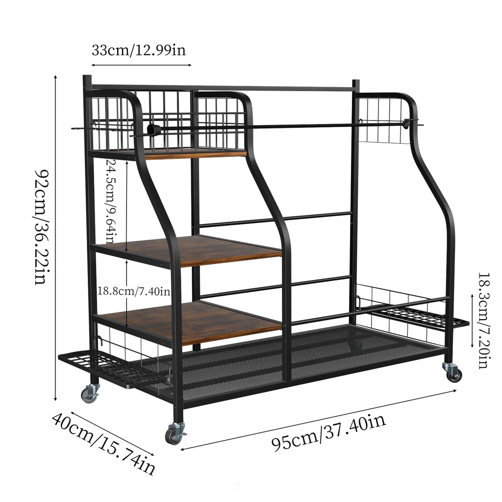 Multifunctional Rolling Shelf Metal Organizer Rack with Wheels