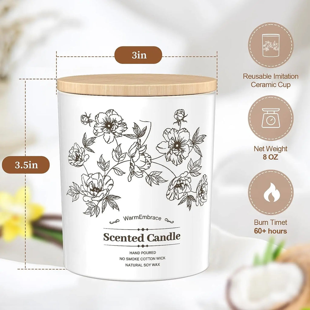 Deluxe Vanilla Coconut Soy Wax Candle, 8 Oz