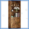 Industrial 5-Shelf Bookcase with Doors, 11.8" Depth