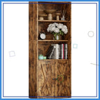Industrial 5-Shelf Bookcase with Doors, 11.8" Depth