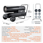 Kerosene Forced Air Heater Portable Torpedo Diesel Space Heater with Thermostat Tank Energy-Efficient heavy-duty Heater