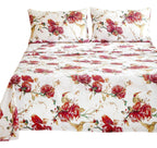 Tache Floral Hummingbirds Burgundy White Vintage Rose Garden Bed Sheet Set (SD-7676)