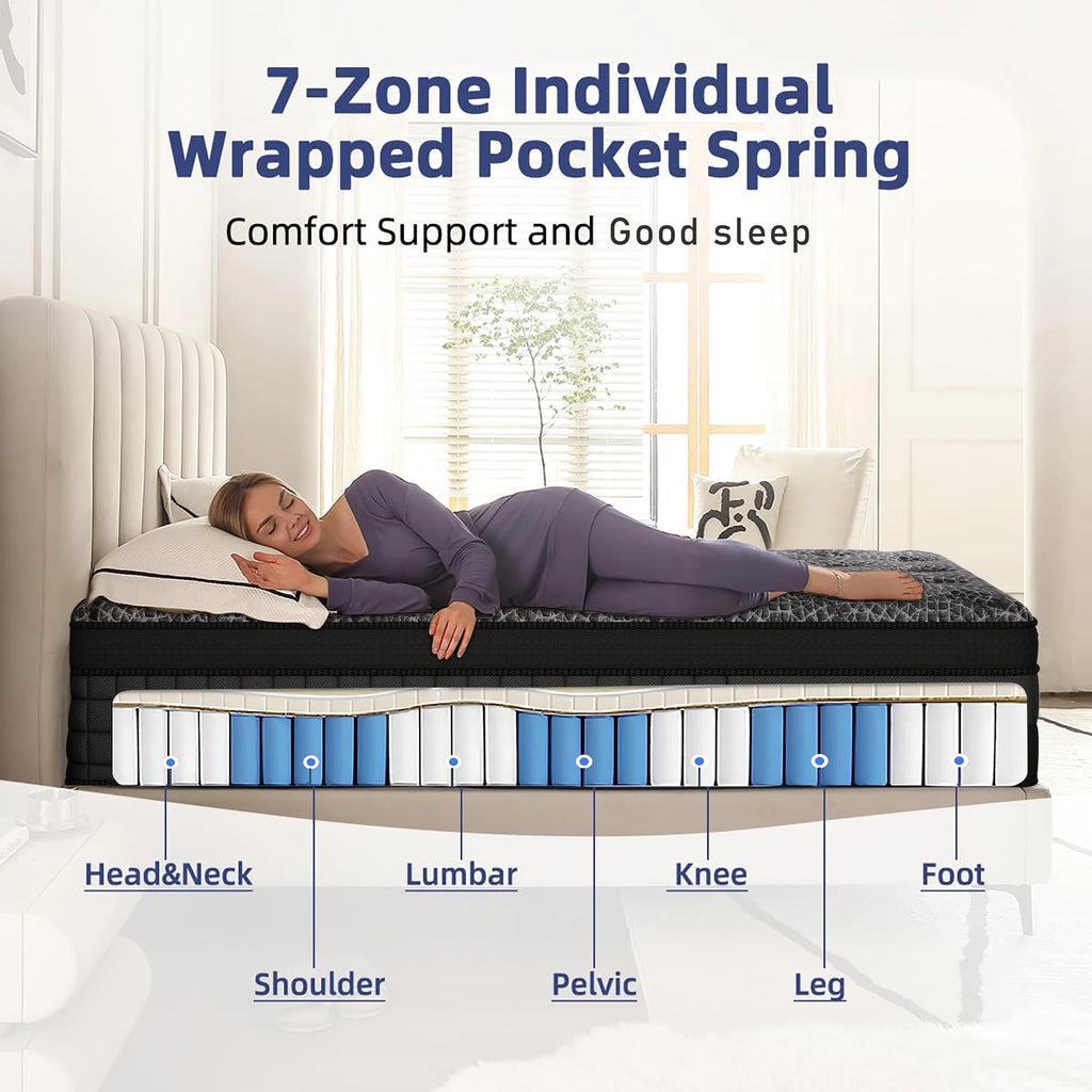 12"14"Twin Full Queen King Mattress Gel Memory Foam Hybrid Mattress Back Pain Relief Feel Pocket Spring Hydird Mattress In A Box