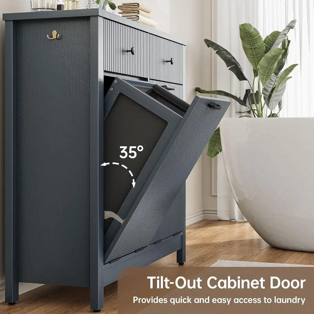 Dual-Section Laundry Hamper and 20-Gallon Waste Bin