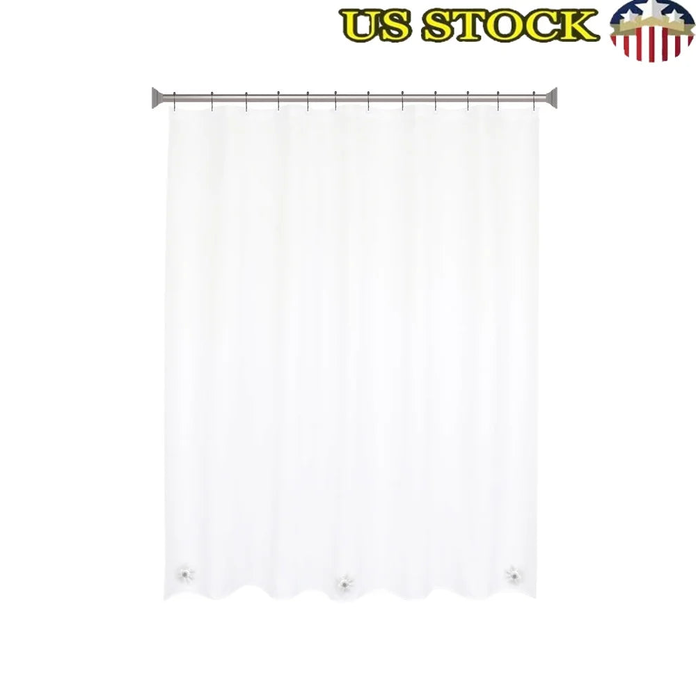 Medium Weight PEVA Shower Curtain 70 x 72 Inch Waterproof Eco-Friendly Odorless Liner with Beaded Roller Rings Standard Size