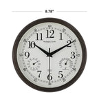 8.75 Inch Antique Bronze Indoor Outdoor Wall Clock with Thermometer Hygrometer