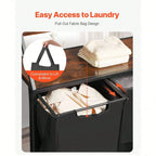 Tall Laundry Hamper With Metal Frame And Wooden Tabletop