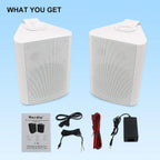 5.25'' 2PCS Indoor Outdoor Bluetooth Speakers Patio Waterproof Wired Wall Mount System 300 Watts Black