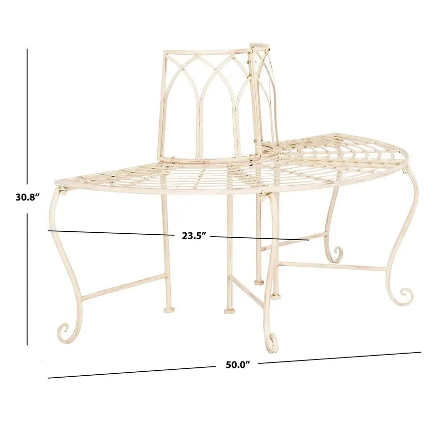 Antique White Distressed Wrought Iron 50Inch Curved Tree Bearden