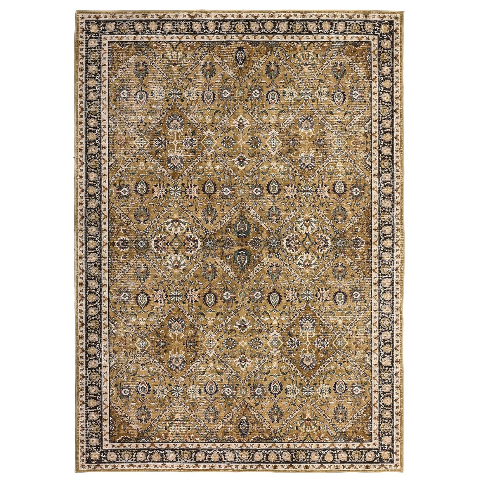 Rug for Living Room, Machine Washable, Non-Slip,Stain & Water Resistant, Low-Pile Moroccan Trellis Hallway Vintage Foldable Rug