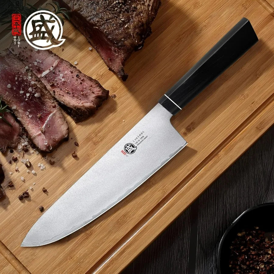 8 Inch Hand Forged Kitchen Knife for Meat & Vegetables, G10 Handle with Sandalwood Box