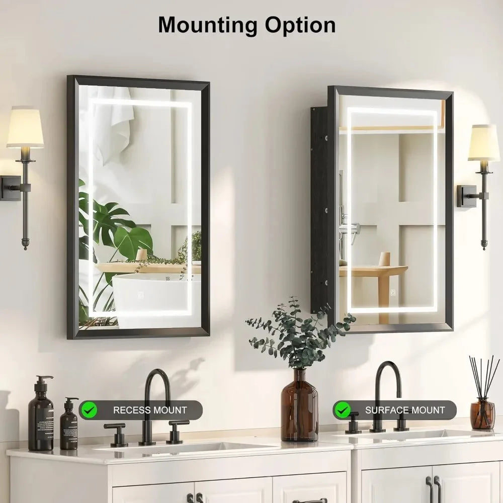 Recessed LED Medicine Cabinet with Dimmable Lights,