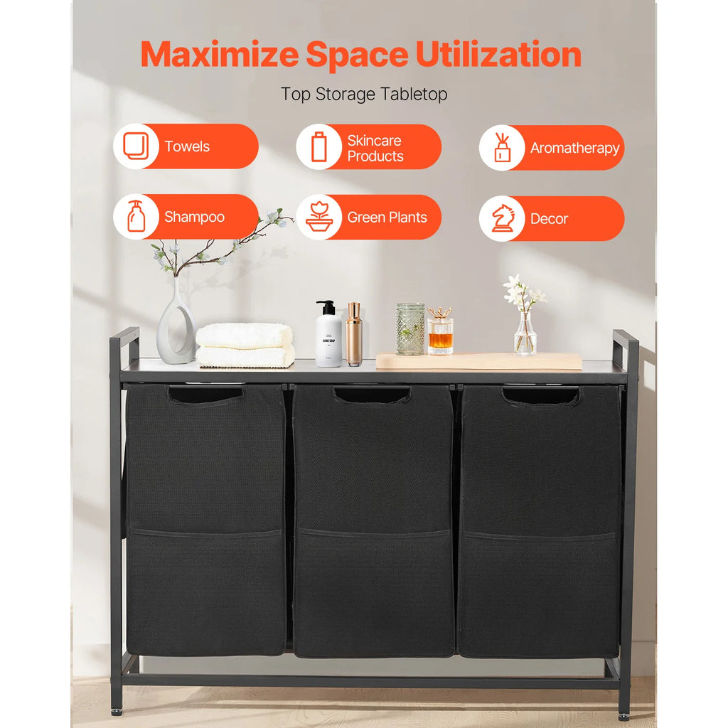 Metal Frame Freestanding Storage Organizer Baskets for Dirty Clothes