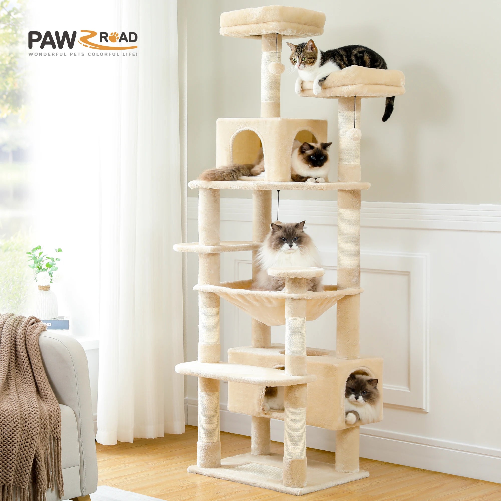 Multi-Level Cat Tree Tower with Scratching Posts&Board