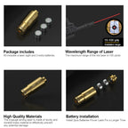 9MM Optics Cartridge Red Dot Laser Bore Brass 9MM Bore Boresighter For Pistol Rifle Scope Hunting Accessories 6 Batte