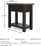 Tyler Creek Chair Side End Table, Smooth-gliding Drawer