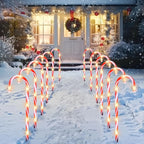 Set of 12 Candy Cane Pathway Marker Lights