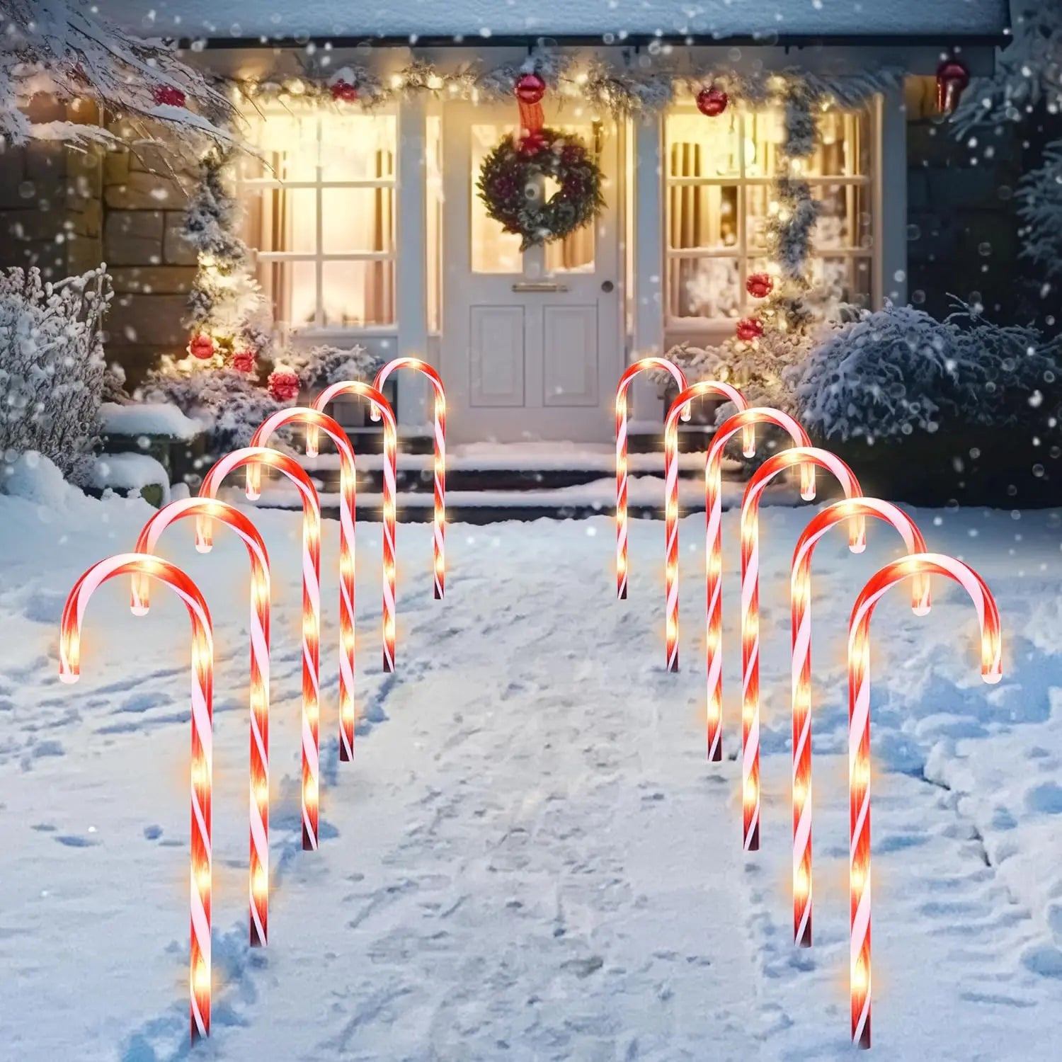 Set of 12 Candy Cane Pathway Marker Lights