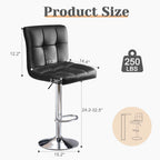Leather Bar Stools Set of 2,Upholstered Counter Height Bar Stool