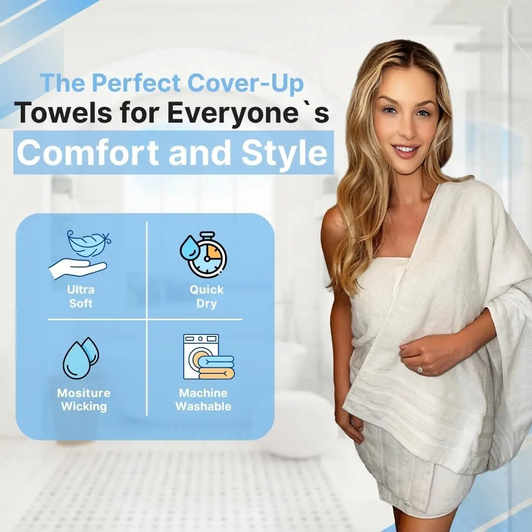 Luxury Cotton Bath Towels Set of 2, 27x54 Inches, Brilliant White - Soft and Absorbent for Ultimate Comfort