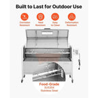 Rotisserie Grill, 46in BBQ Outdoor Pig amp Lamb Spit Roaster, Charcoal Spit Roaster with 132 LBS Capacity, Wheels amp 4Level He