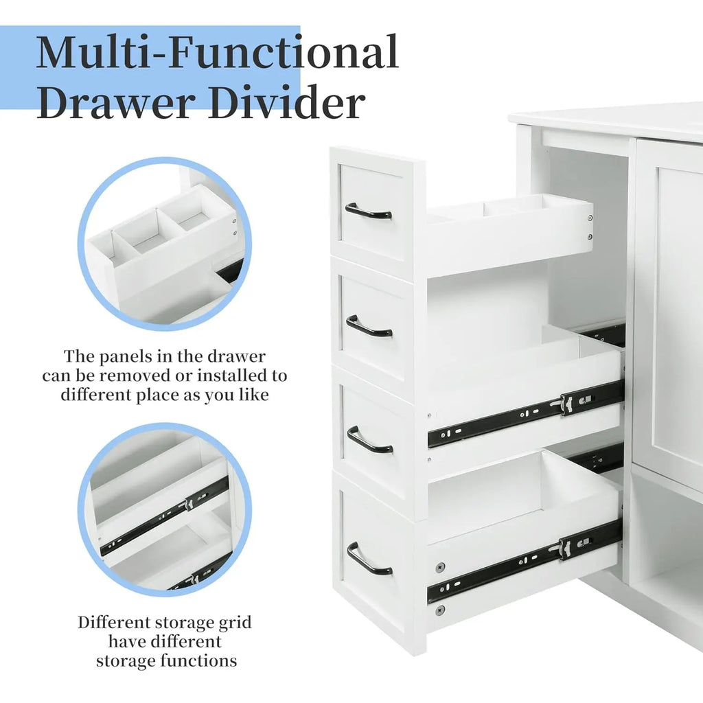 36" Modern Vanity with Ceramic Sink, Soft-Close Drawers & Door,