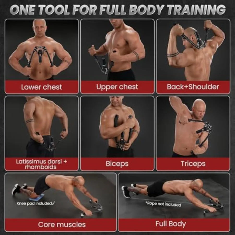 Twister Arm Trainer 3 in 1 Hydraulic Power Chest Workout Equipment with Ab Roller Wheels and Hooks