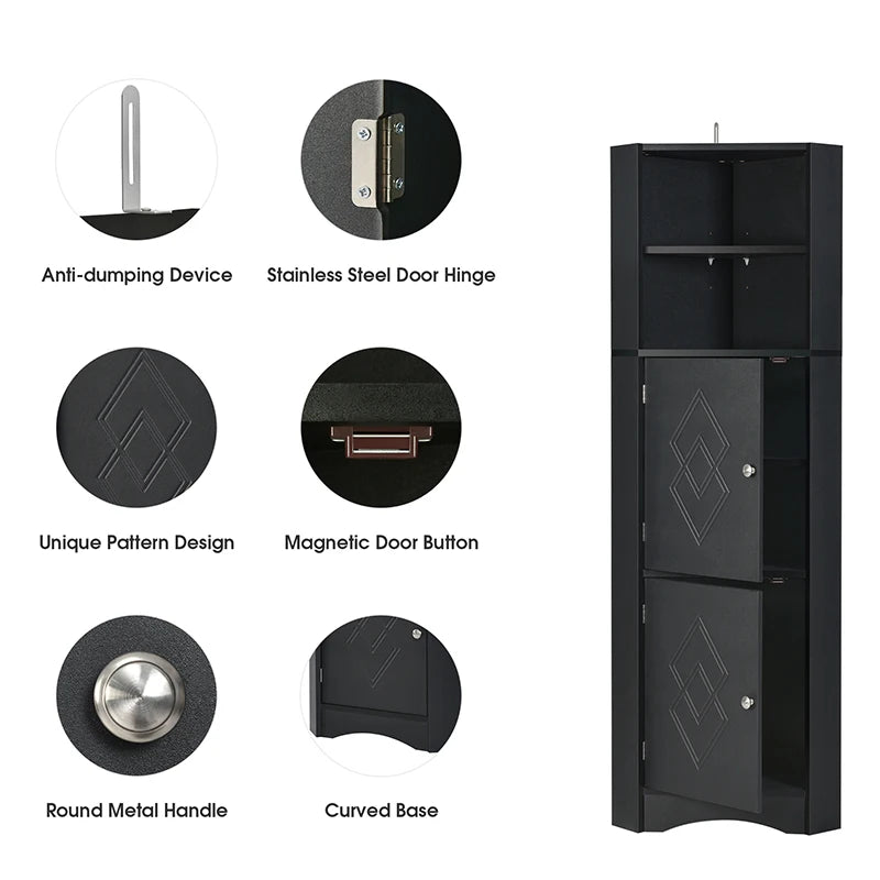 3Colors Tall Bathroom Corner Cabinet,