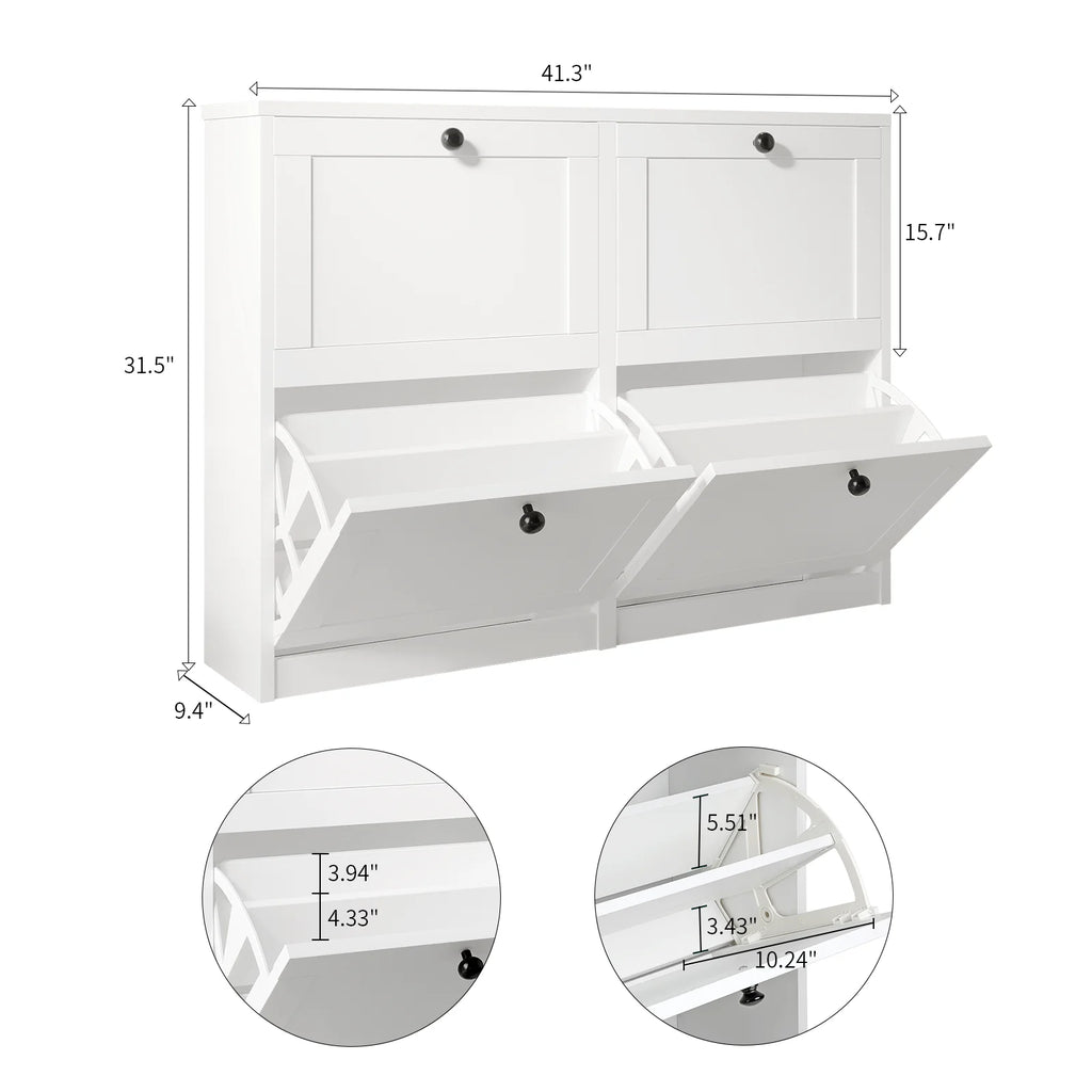 Shoe Cabinet with Flip Drawers, Freestanding Shoe Storage Cabinet with Adjustable Shelf & Anti-Tipping Device