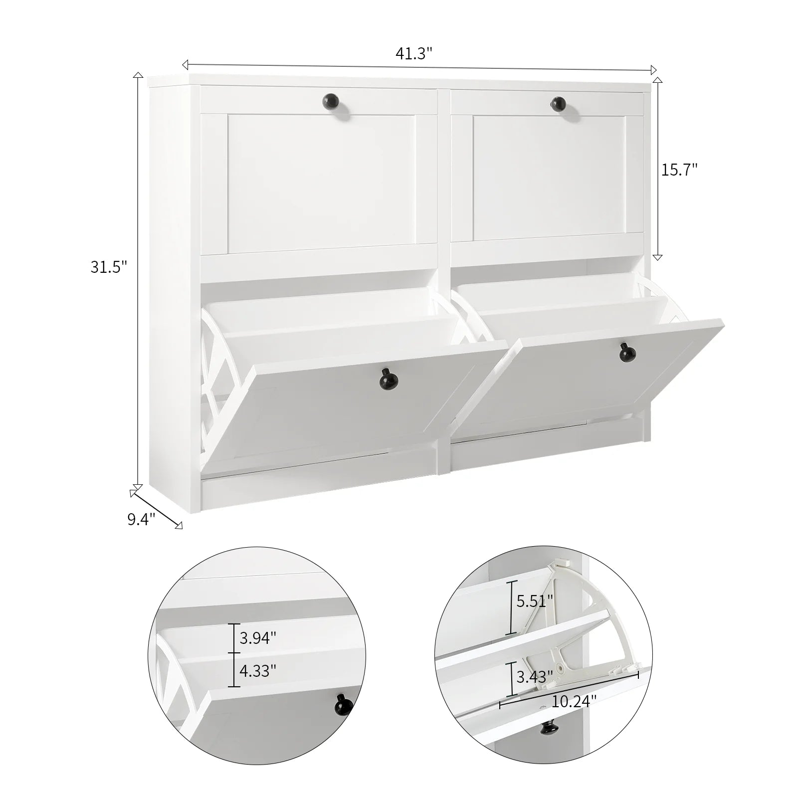 Shoe Cabinet with Flip Drawers, Freestanding Shoe Storage Cabinet with Adjustable Shelf & Anti-Tipping Device