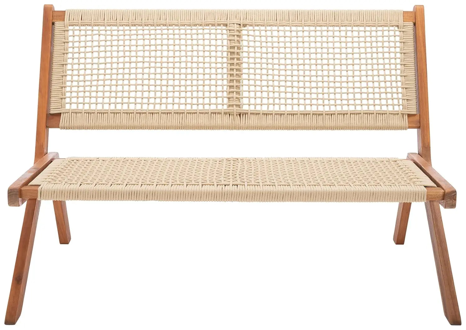 Natural Wood & Rope Foldable Bench Outdoor Patio Garden 48in, Customized