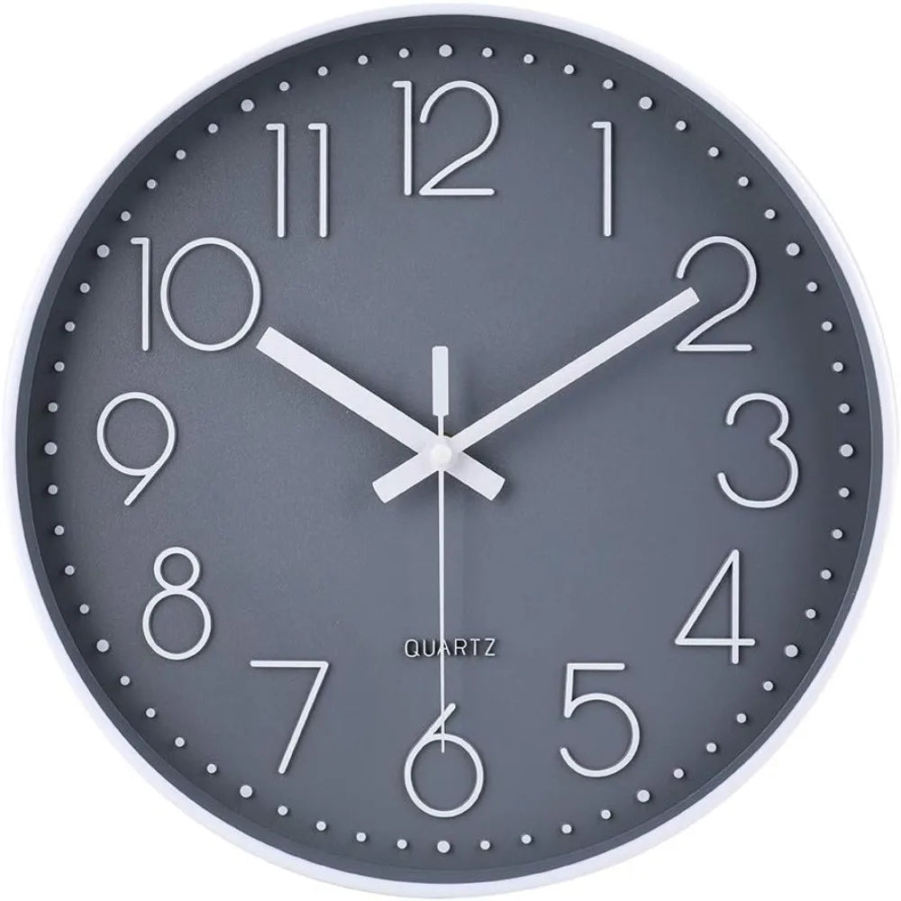 10 Inch Silent Wall Clock Non Ticking with Glass Cover
