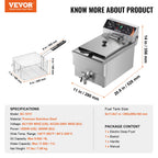Electric Countertop Fryer with Basket 11.6Qt