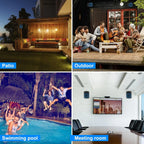 5.25'' 2PCS Indoor Outdoor Bluetooth Speakers Patio Waterproof Wired Wall Mount System 300 Watts Black