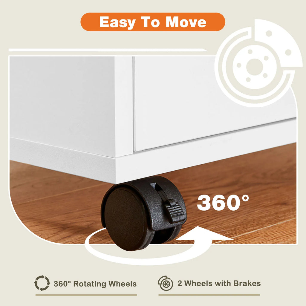 JHK Wood Nightstand Cabinet 5 Drawers Waterproof Surface