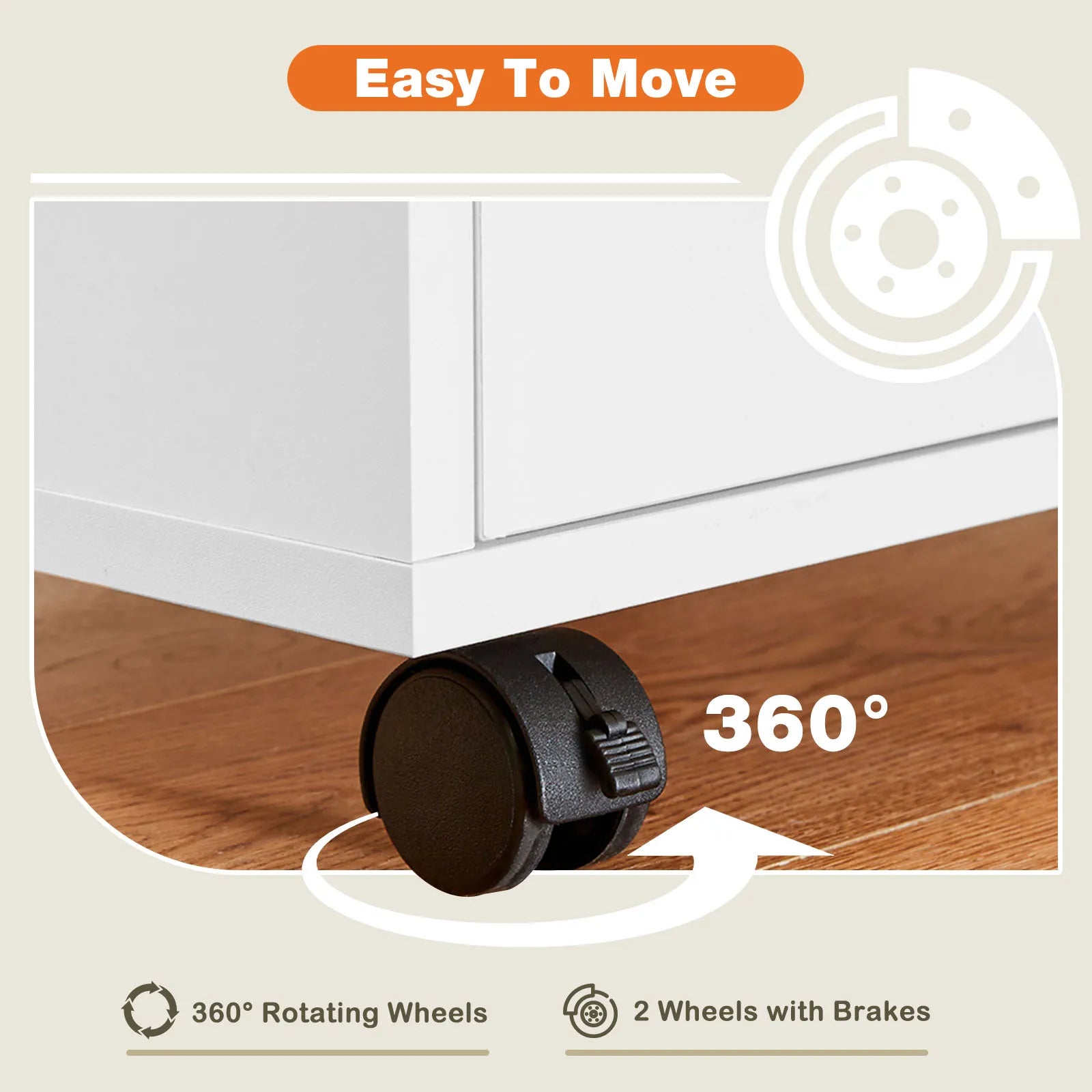 JHK Wood Nightstand Cabinet 5 Drawers Waterproof Surface